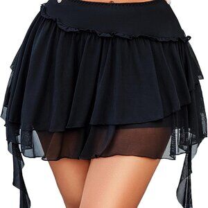 Women's Pleated Mini Skirt Mesh Layered Ruffled Skirt Casual Ruffles Flowy Hem S
